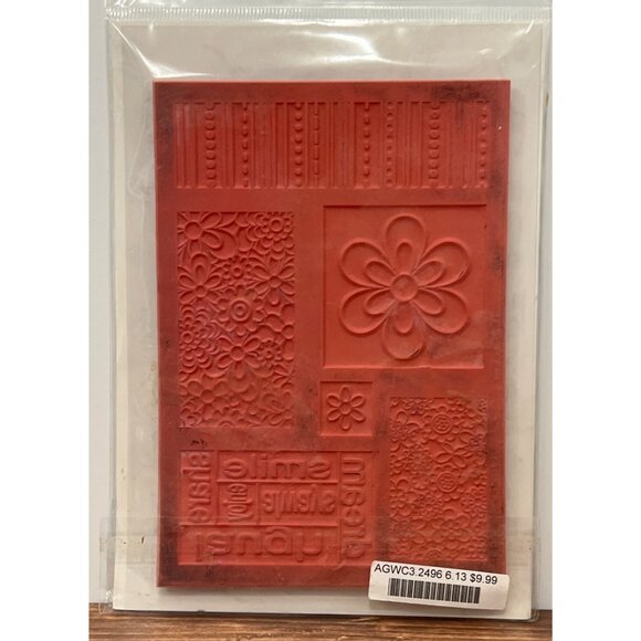 Art Gone Wild Rubber Stamp With Floral & Text Designs AGWC3.24966.13 - Picture 2 of 3